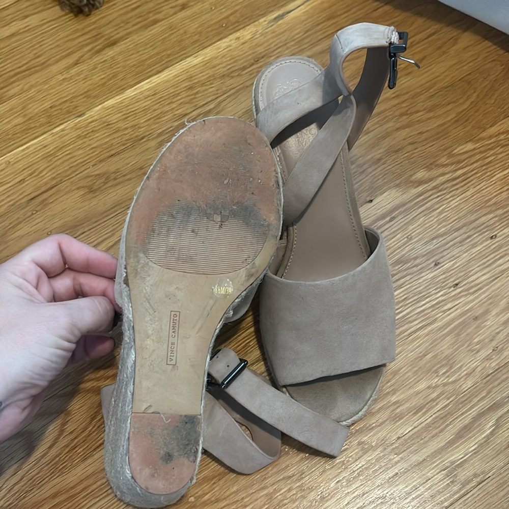 Vince Camuto tan suede wedge image 3